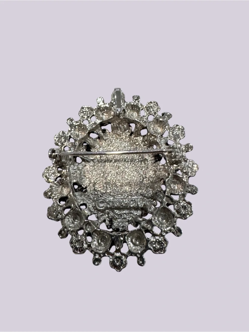 VTG 1972 Sarah Coventry Catherine Brooch Pin | Purple Oval Cabochon Faux
